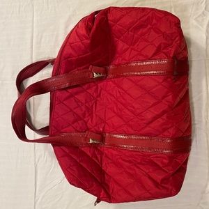 Bath & Body Works Red Quilted Duffle/Weekender Bag